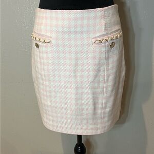 Guess Pink and White plaid Mini Pencil Skirt for Work